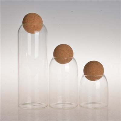 コルクボール付き透明ガラス瓶
