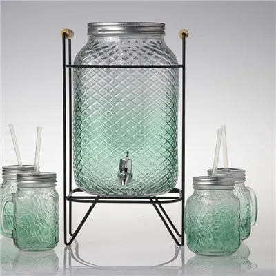 スタンド付き 3L ガラス飲料ディスペンサー