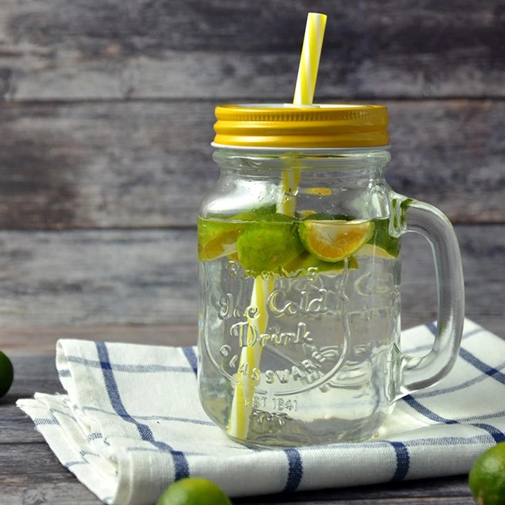 Glass Drinking Jar With Straw